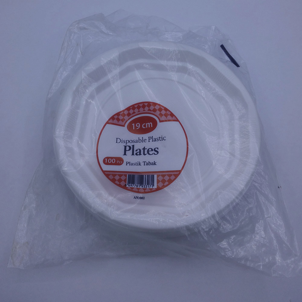 Tek Kullanımlık Plastik Oval Beyaz Tabak 100'lü 19 Cm