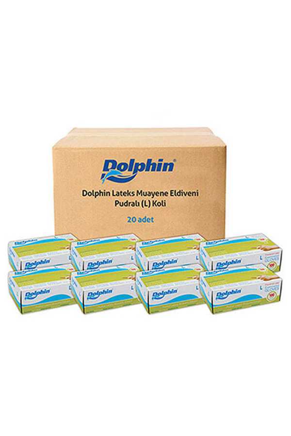 Dolphin Lateks Pudralı Beyaz Muayene Eldiveni Large (Büyük) 100 Adet