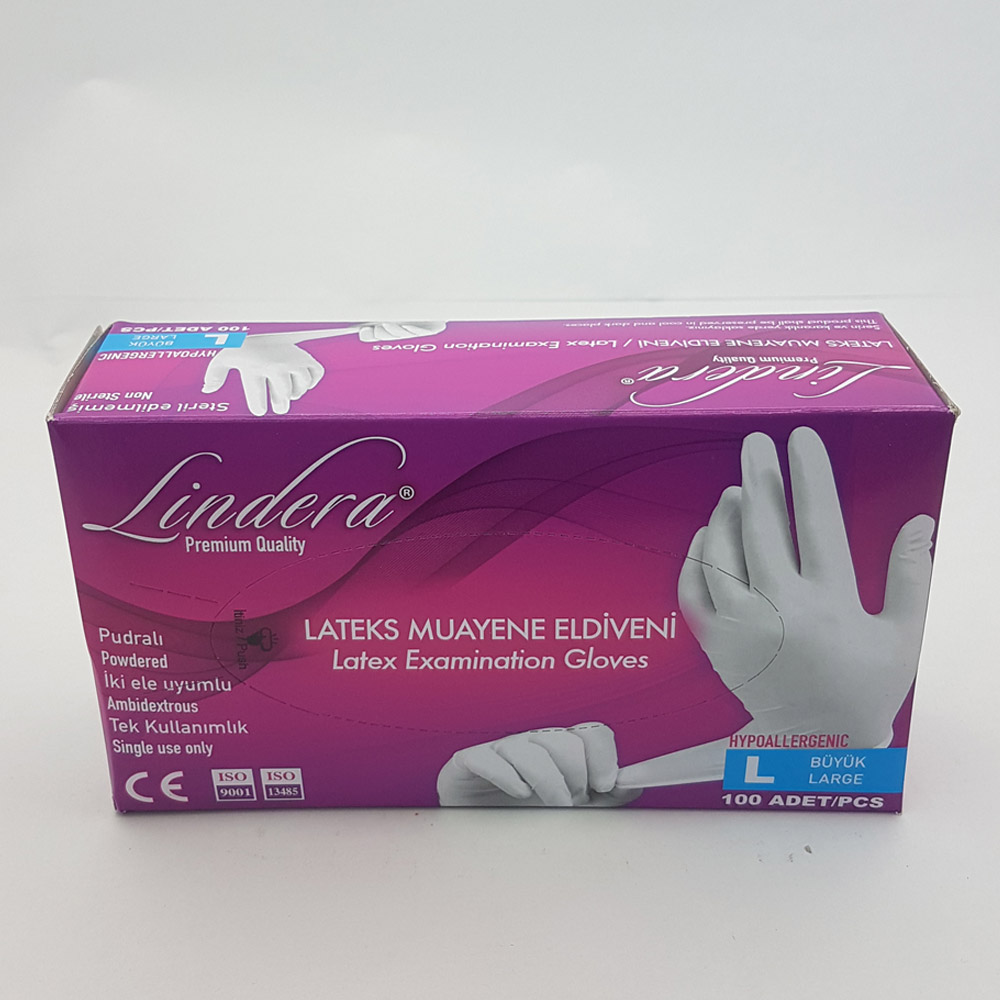 Dolphin Lateks Pudralı Beyaz Muayene Eldiveni Large (Büyük) 100 Adet