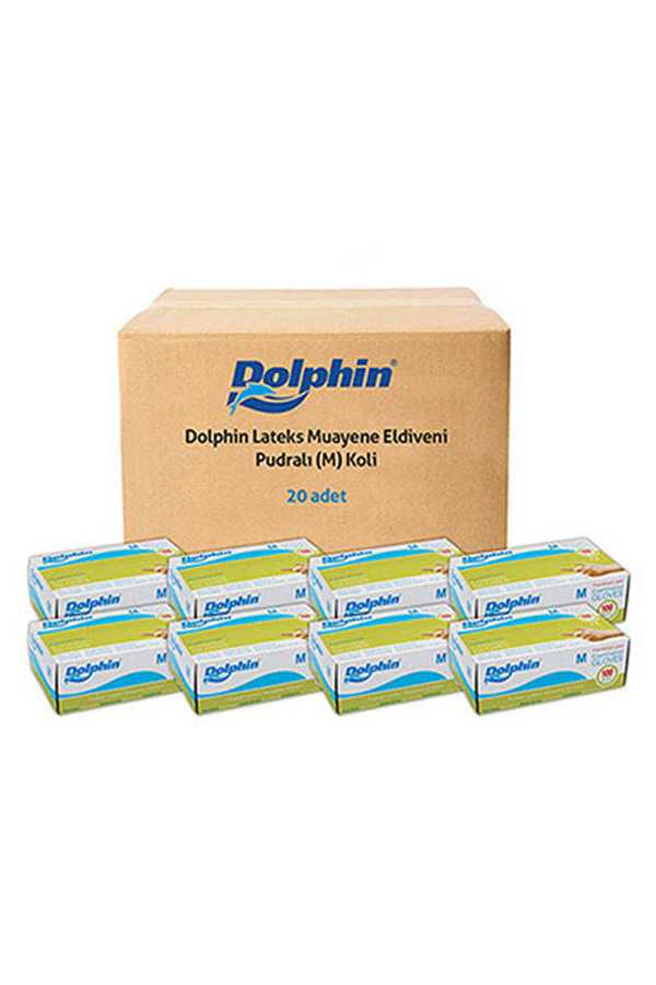 Dolphin Lateks Pudralı Beyaz Muayene Eldiveni Medium (Orta) 100 Adet