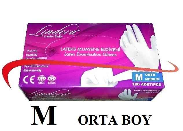 Dolphin Lateks Pudralı Beyaz Muayene Eldiveni Medium (Orta) 100 Adet