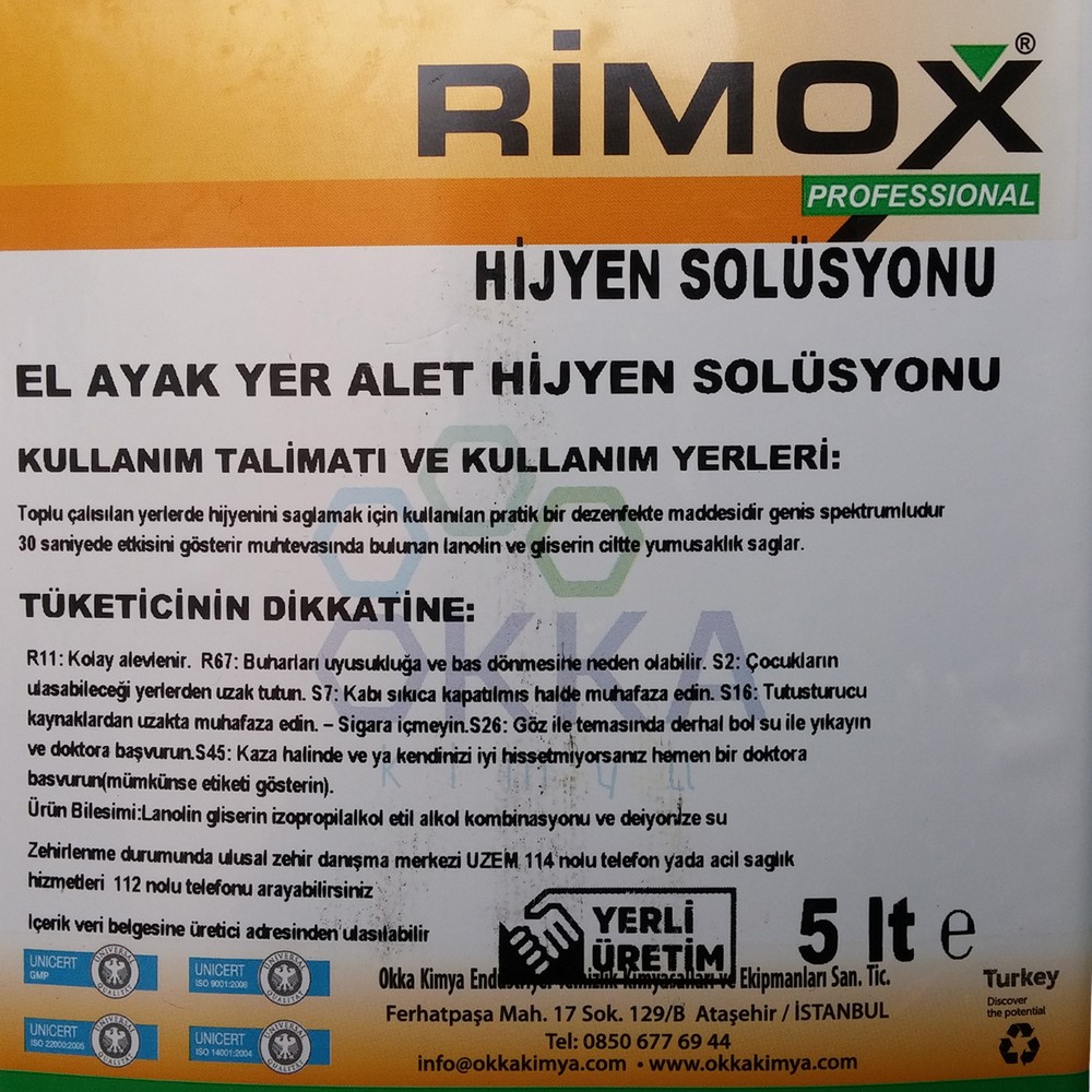 Hand Bach El Hijyen Solüsyonu (El Dezenfektanı) 5 Lt