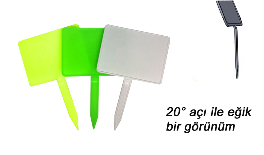 Saplamalı Açılı Küçük Boy 12 x 9 Sarı Plastik Etiket 10 Adet (SE-457)
