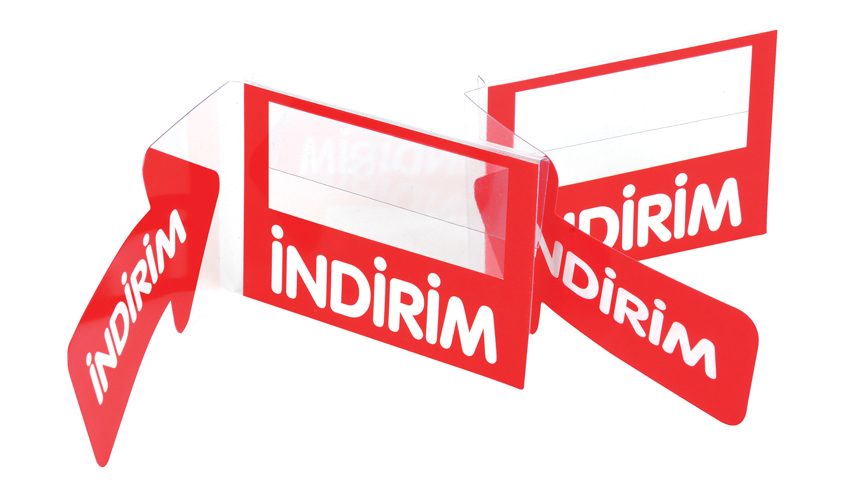 Market Raf Önü İkaz İndirim PVC Kulakçık Etiketi 10 lu 8 x 11 (RE-354-A) Kırmızı
