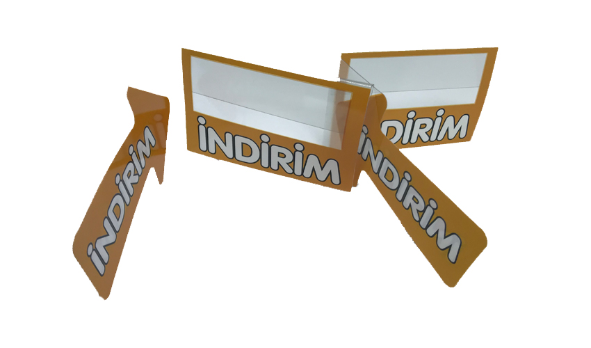 Market Raf Önü İkaz İndirim PVC Kulakçık Etiketi 10 lu 8 x 11 (RE-354-F) Turuncu