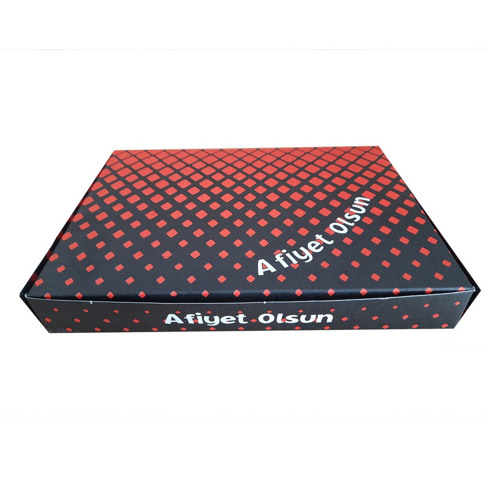 Afiyet Olsun Yazılı Siyah-Kırmızı Baklava Kutusu 1000 Gr 100 Adet