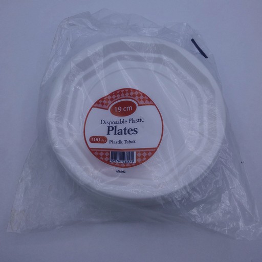 Tek Kullanımlık Plastik Oval Beyaz Tabak 100'lü 19 Cm