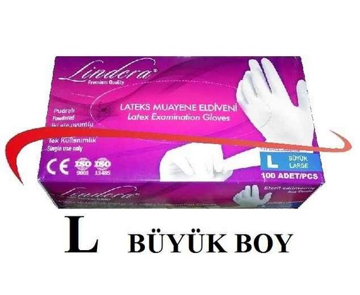 Dolphin Lateks Pudralı Beyaz Muayene Eldiveni Large (Büyük) 100 Adet