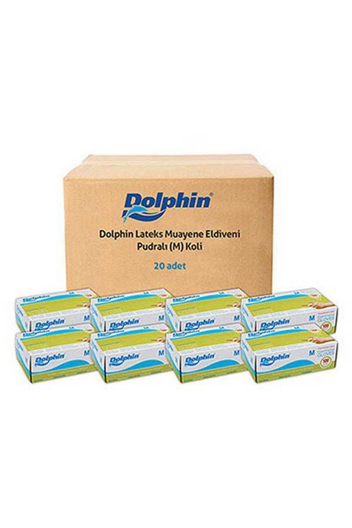 Dolphin Lateks Pudralı Beyaz Muayene Eldiveni Medium (Orta) 100 Adet