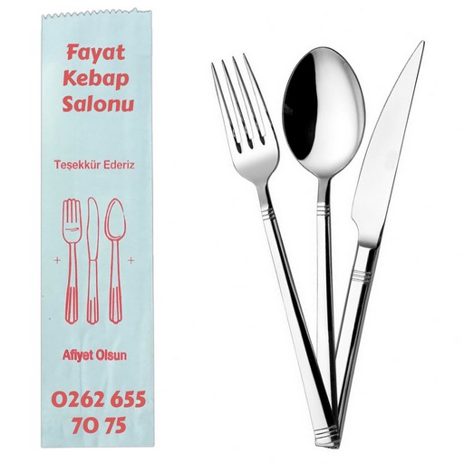 Özel Baskılı Çatal & Kaşık Körüklü Kese Kağıdı 1 Kg
