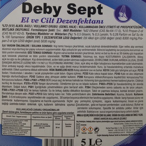 Deby Sept El ve Cilt Dezenfektanı 5 Lt (5000 Ml)