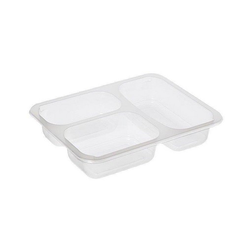 3 Bölmeli Plastik Kapaksız Yemek Kabı