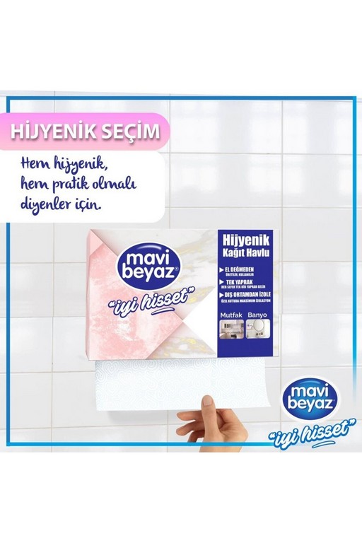 Mavi Beyaz Hijyenik Kağıt Havlu Mutfak & Banyo 200 Yaprak